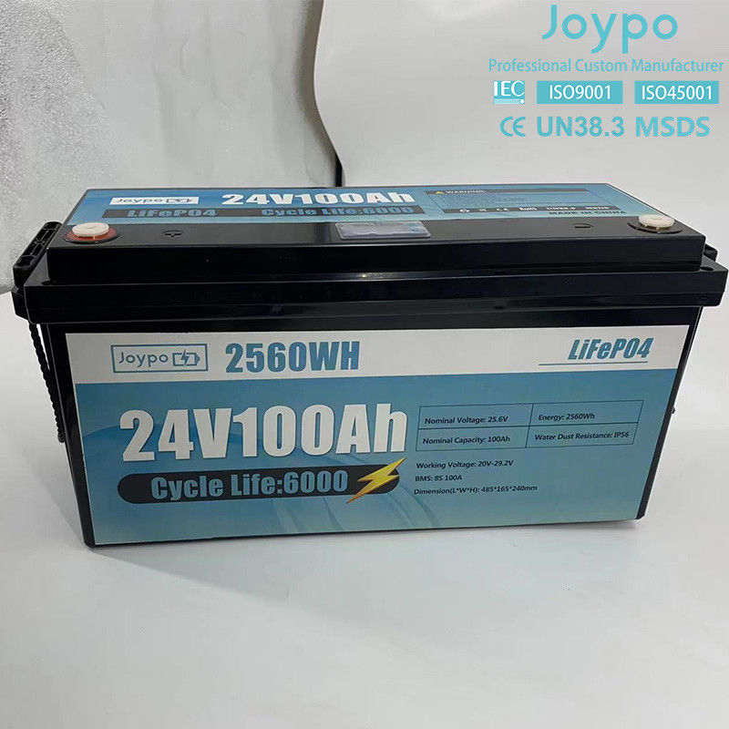 100Ah 200Ah Batería de iones de litio LiFePO4 Batería de ciclo profundo de 24 voltios para campistas de RV
